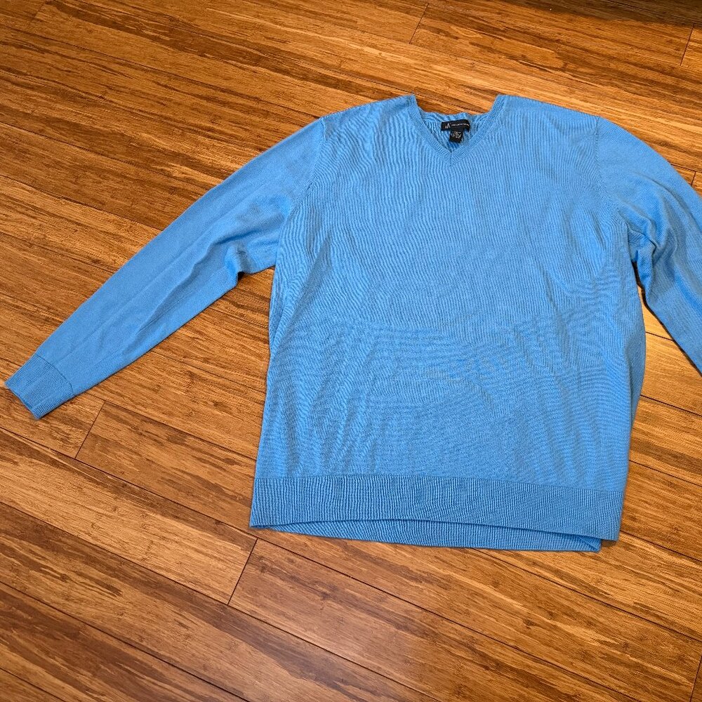 INC Men’s Merino Wool V-Neck Sweater | XXL | Light Turquoise | Repairable Flaw